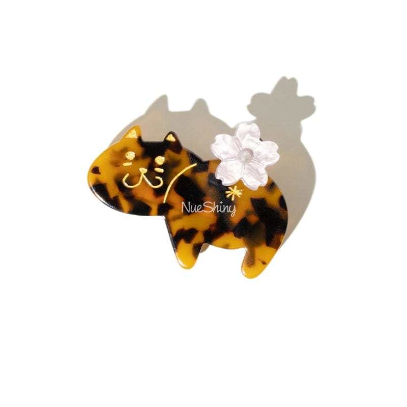 Brown Stripes Cat Acetate Hair Clip Accessories丨NueShiny