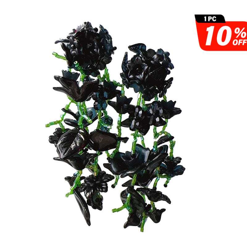 Exaggerated Flower Earrings Black | Nueshiny