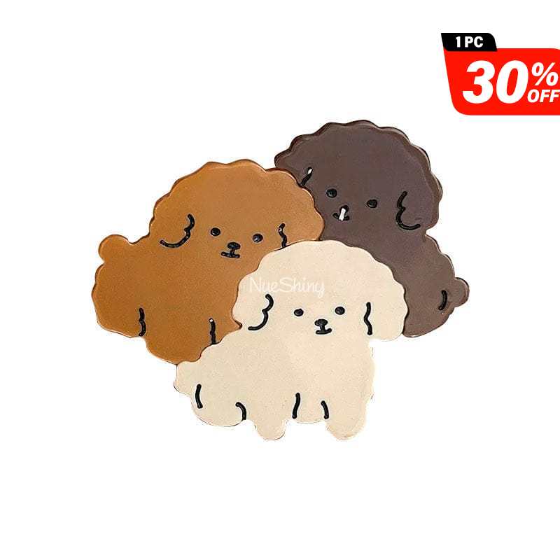 Dark Light Brown White 3 Puppies Furry Dog Hair Claw Clip丨NueShiny