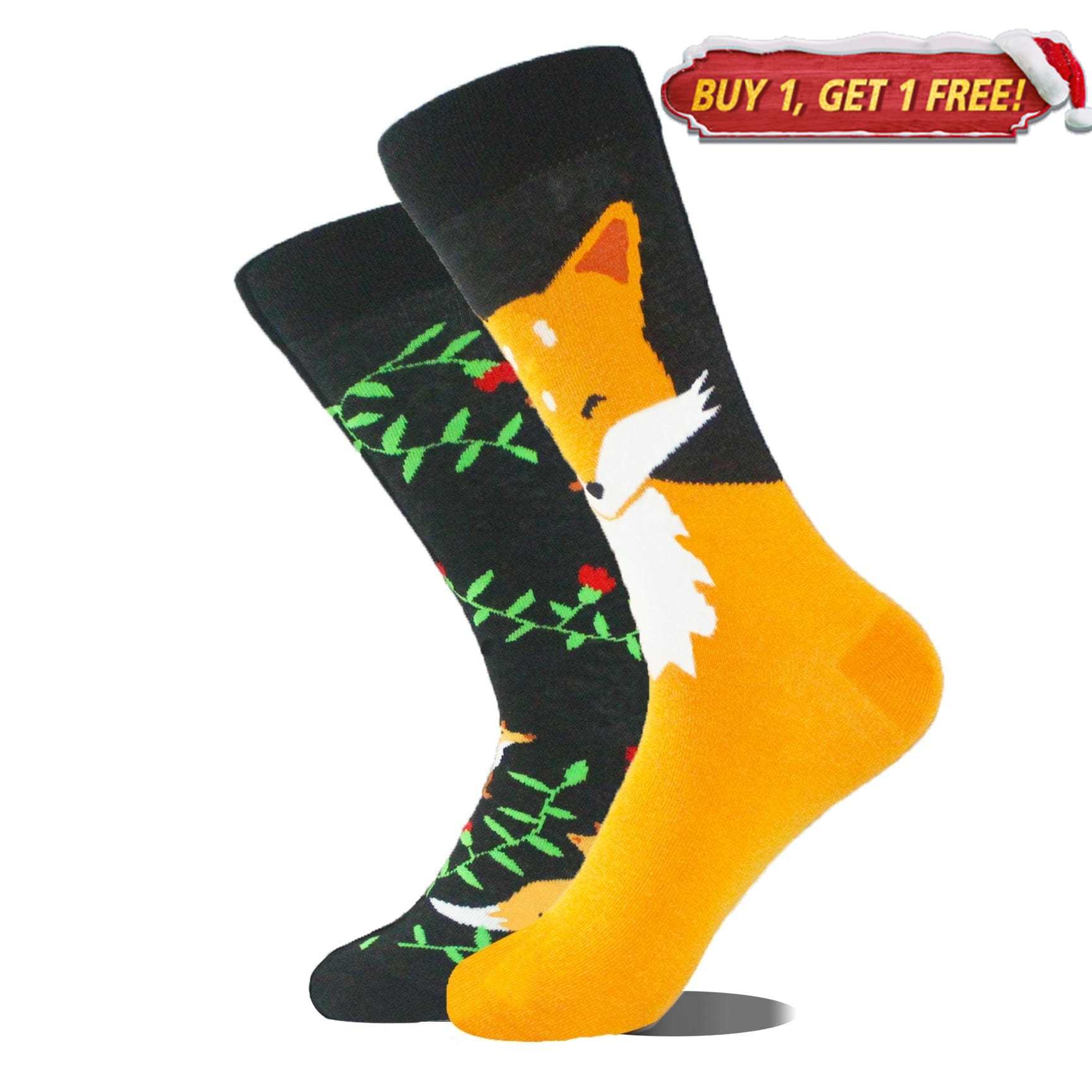 Yellow Fox Mismatched Socks | Nueshiny