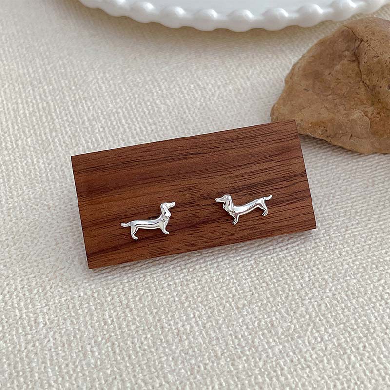 Sterling Silver Dachshund Earrings丨NueShiny