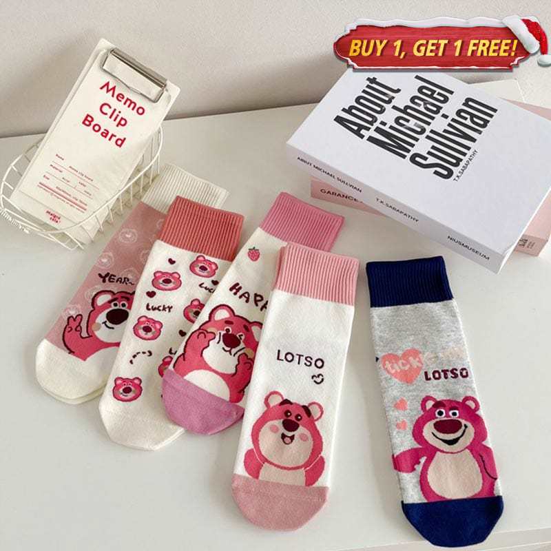 5 Pairs of Strawberry Bear Socks Set丨NueShiny