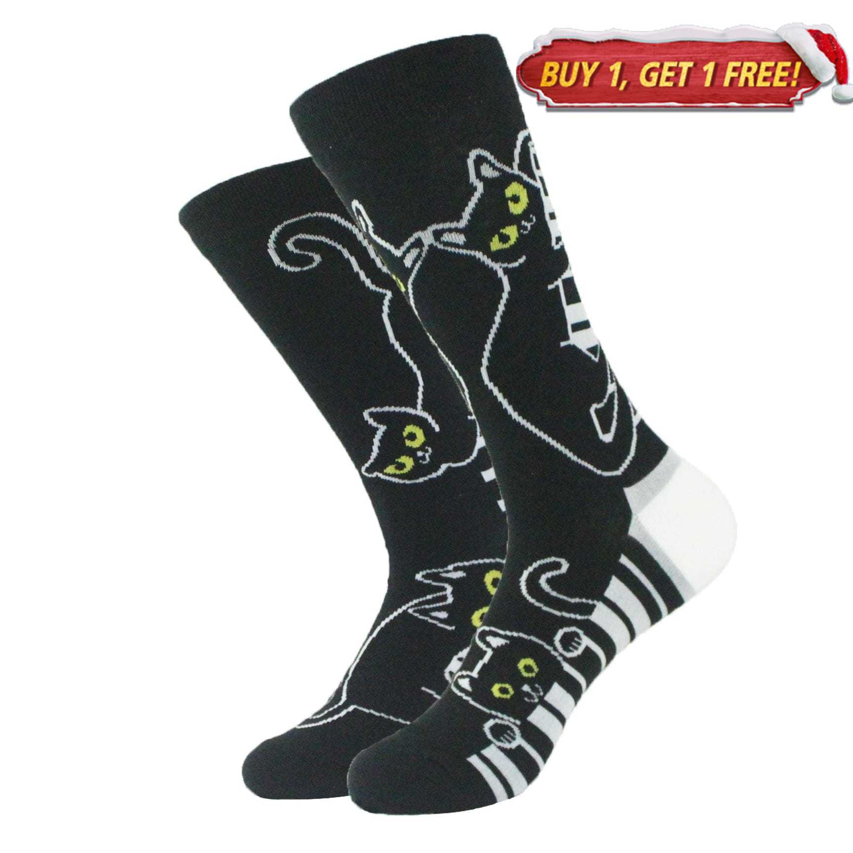 Black Cat Mismatched Socks | Nueshiny