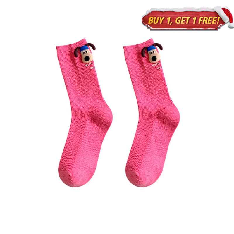 Rosy Cartoon Puppy Socks丨NueShiny