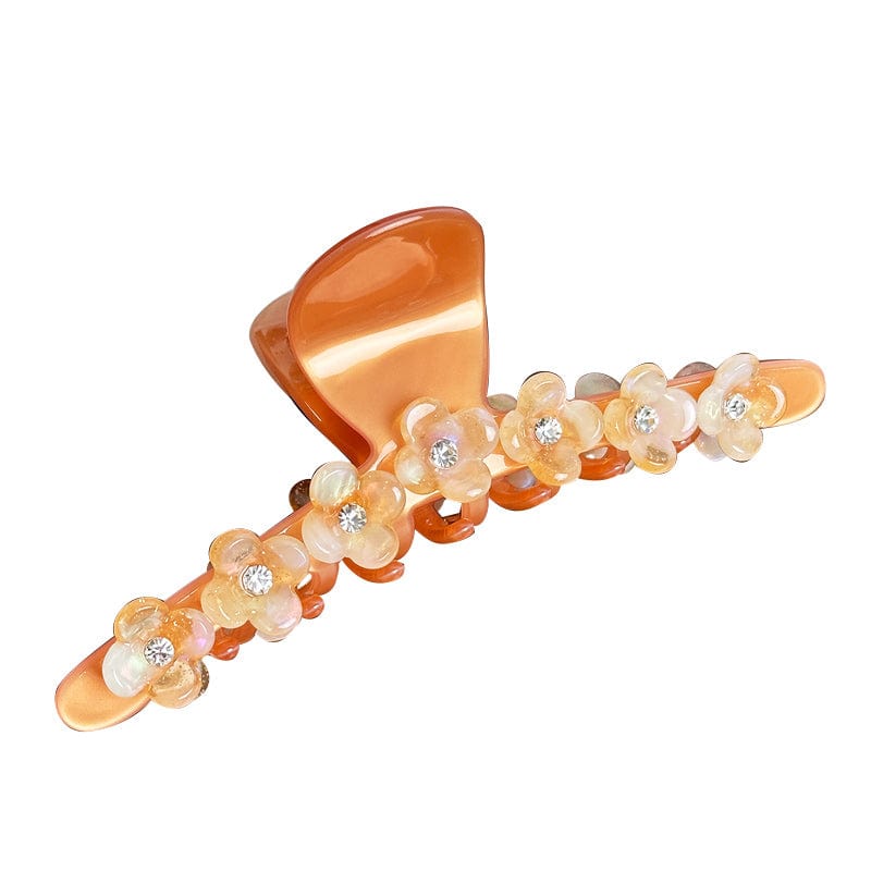 Jumbo  Orange Diamond Flower Hair Claw | NueShiny