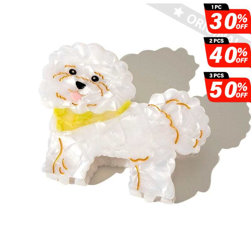 Medium Cute Bichon Frise Dog Hair Claw丨NueShiny