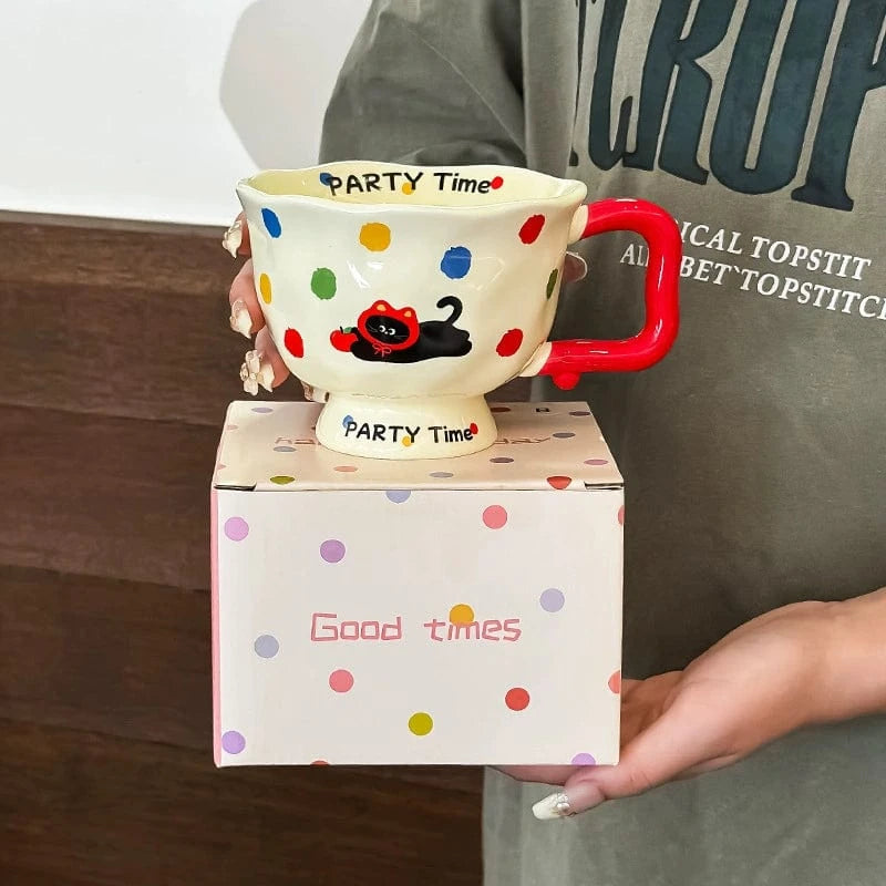 370ml Polka Dot Cat Mug