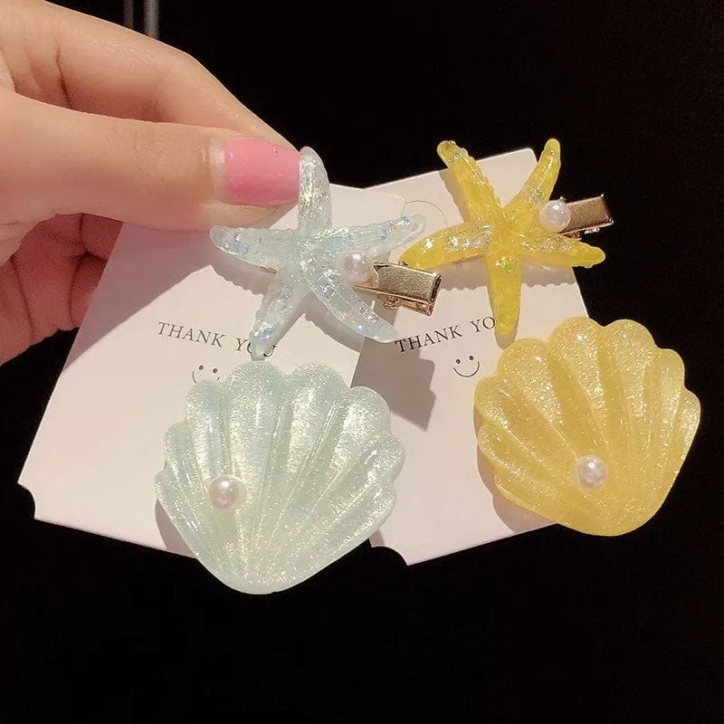 Orange Shell Pearl Starfish Hair Clip Set丨NueShiny