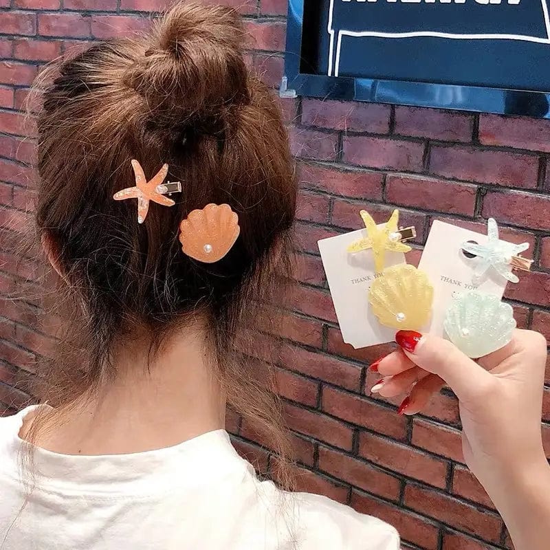 Blue Shell Pearl Starfish Hair Clip Set丨NueShiny