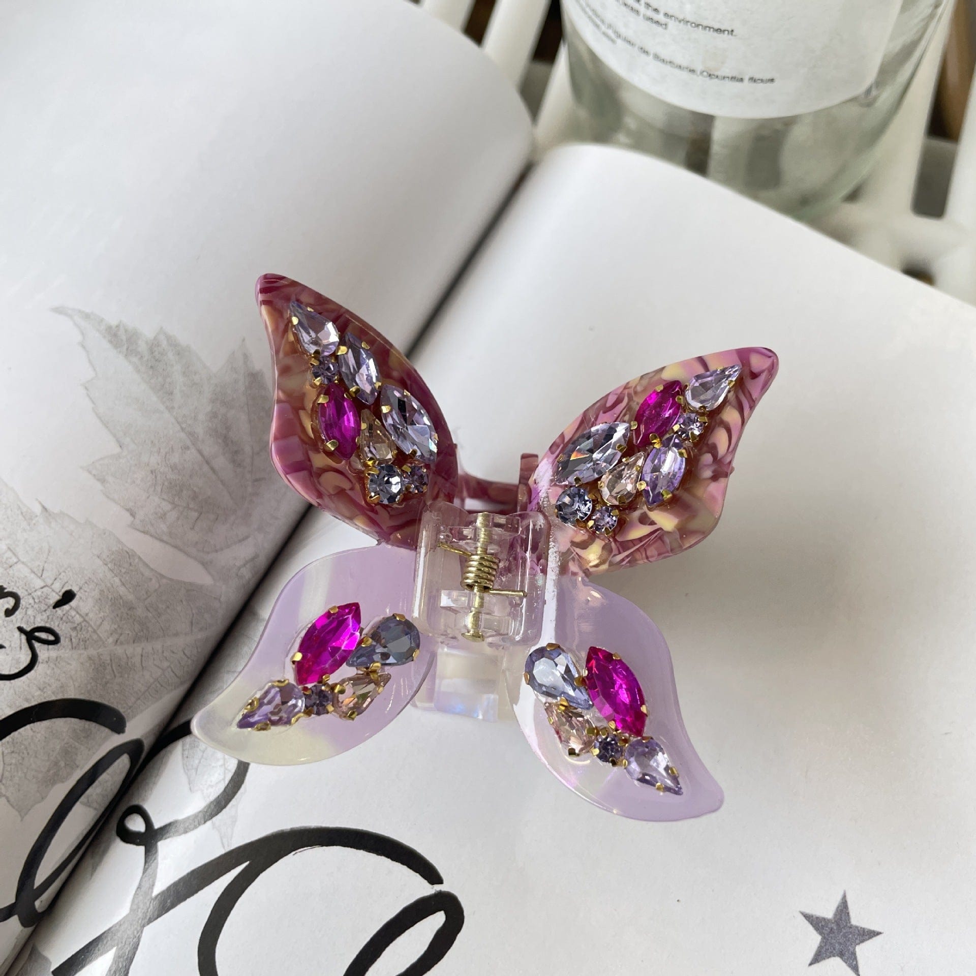 Pink diamond butterfly Hair Claw丨NueShiny