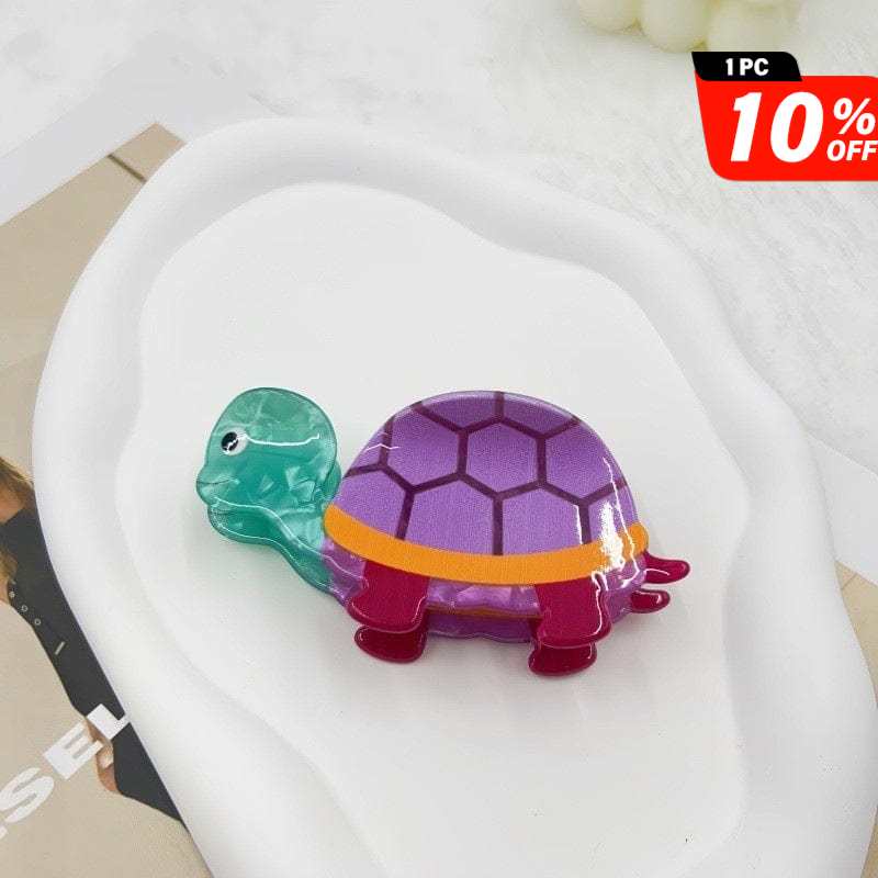 Medium  Little cartoon multi-colored purple turtle Hair Claw | NueShiny