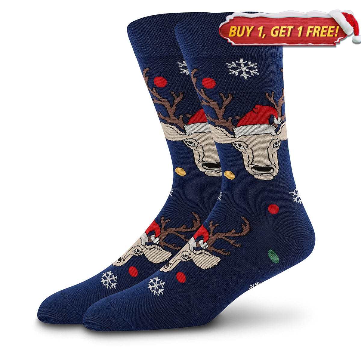 Blue Reindeer Socks | Nueshiny