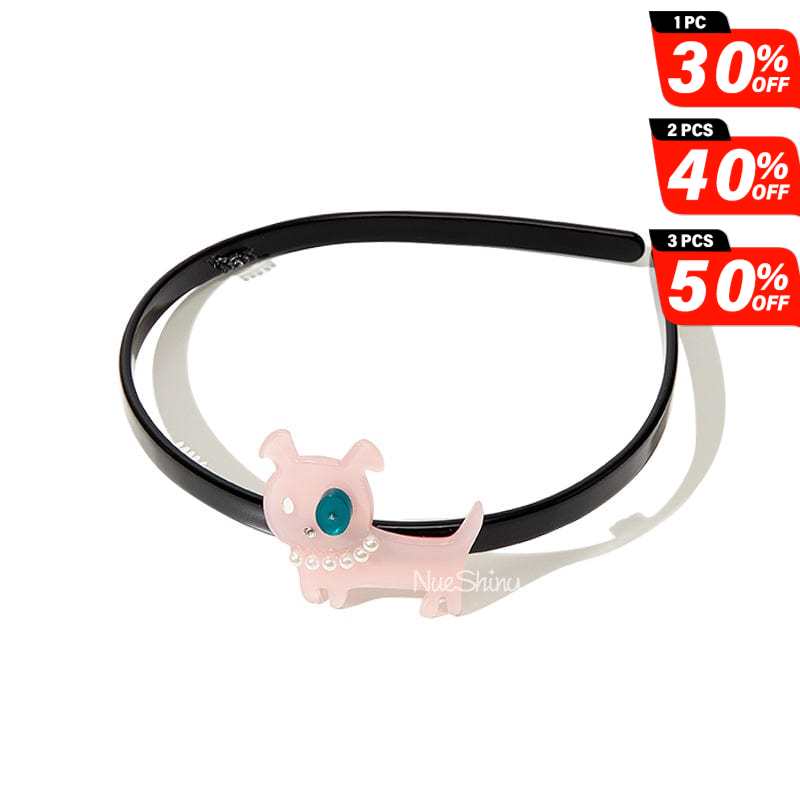 Cute Pink Dog Pearl Decorated Hairband丨NueShiny