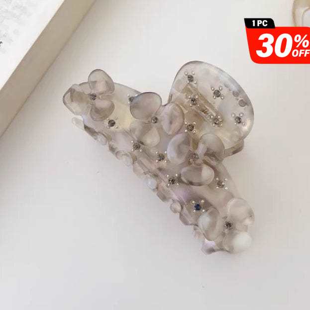 Colorful Gray Diamond Small Flower Elegant Hair Claw丨NueShiny