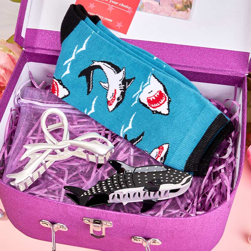 Elegant Delights-Sharks and Ribbon Hair Claw 3Pcs Gift Set | NueShiny