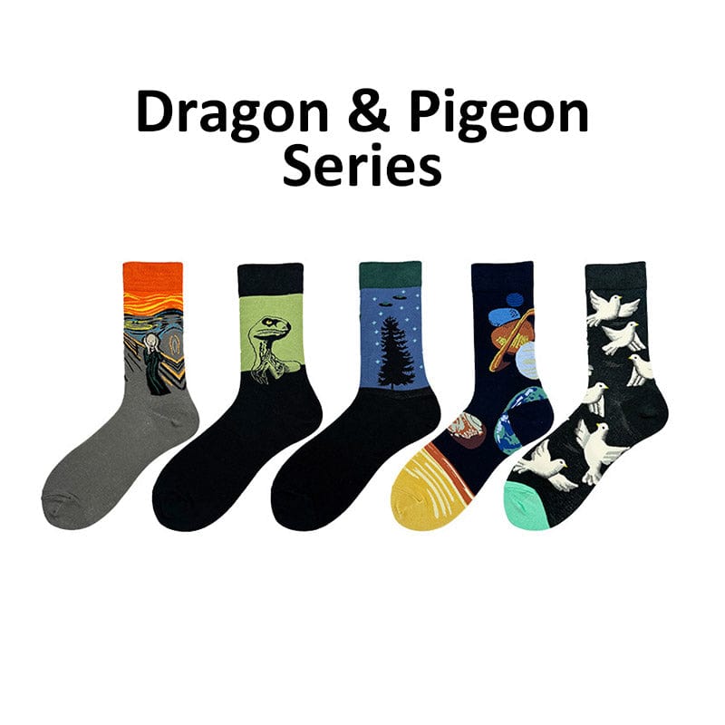 5 Pairs of Dragon & Pigeon Socks丨NueShiny