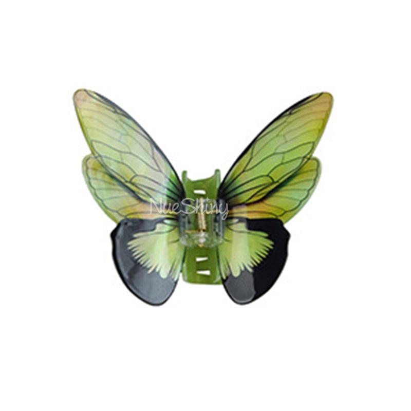 Floral Flutter Charm Light Green Butterfly Hair Claw丨NueShiny