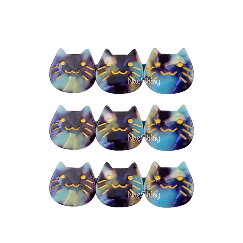 3Pcs Navy Blue Cute Cat Hair Clips丨NueShiny