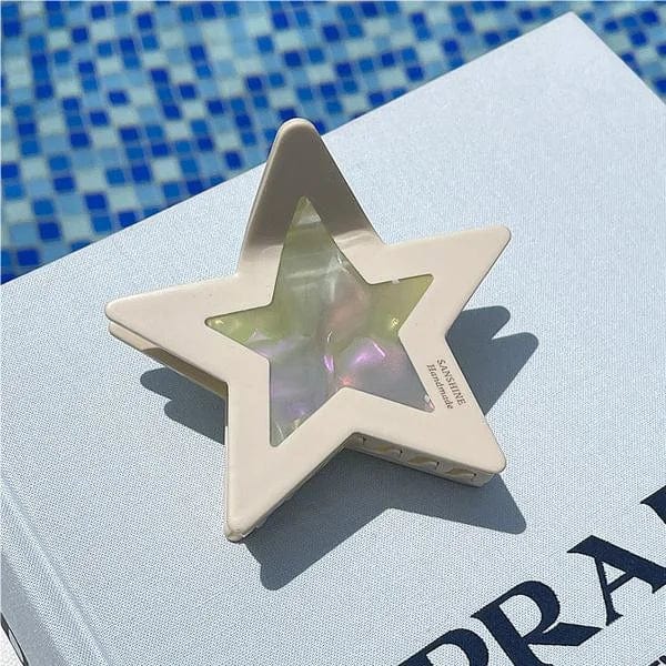 White Contrasting Color Stars Hair Clip Claw丨NueShiny