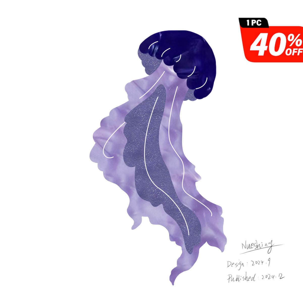 Pre-Sale Large Purple Swimming Jellyfish Hair Claw | NueShiny