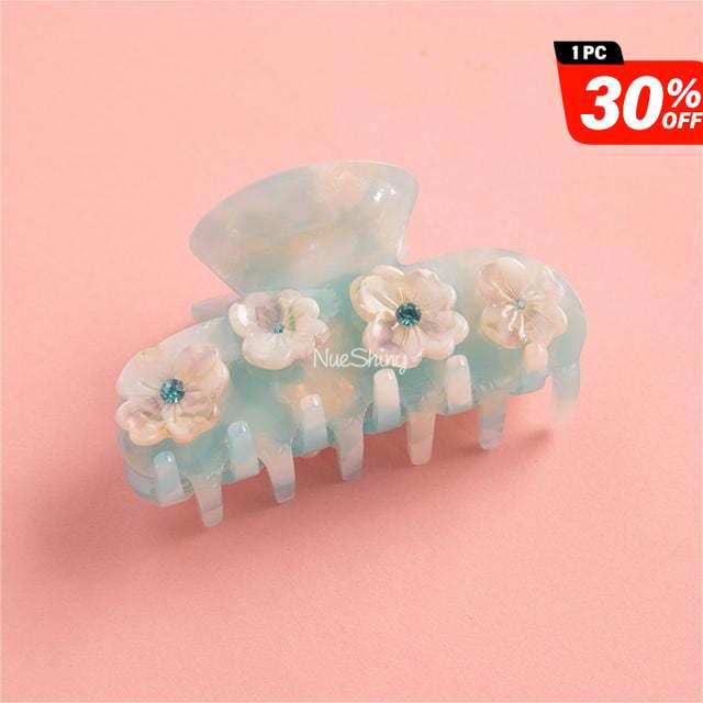 Drill Acetate Flower Cute Hair Claw In Light Blue丨NueShiny