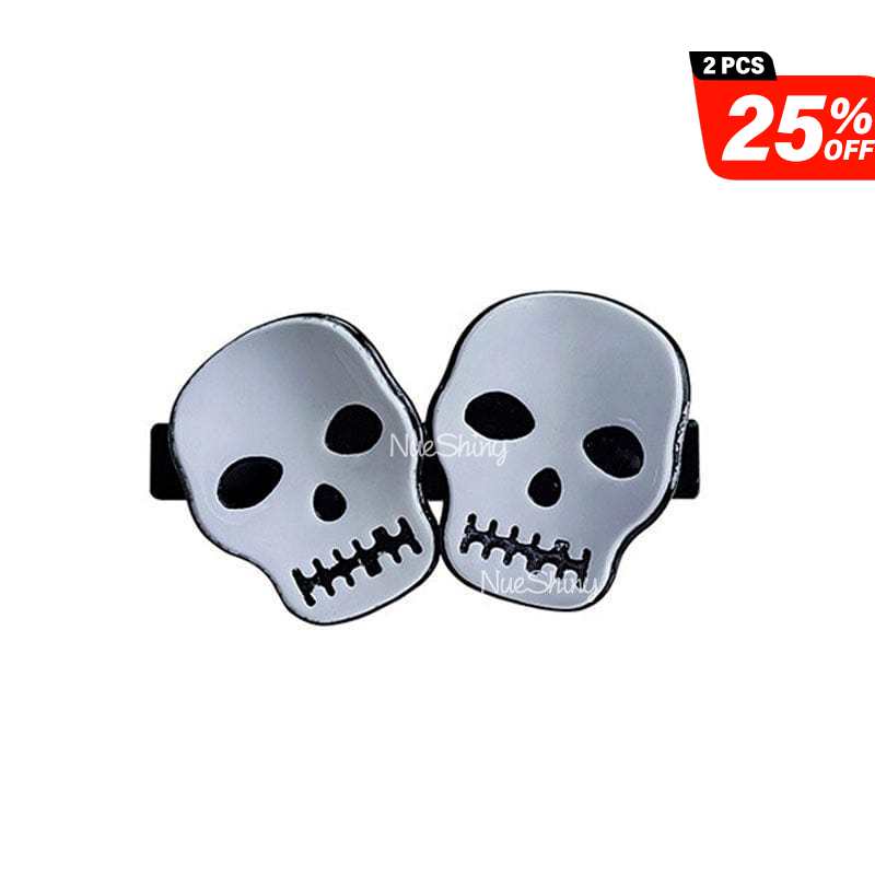 White Skull Happy Halloween Hair Clip