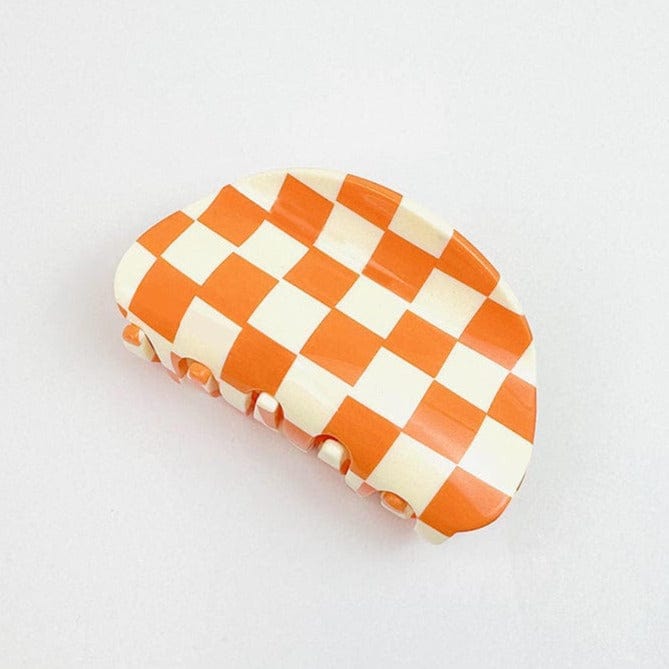 Y2K Orange Checkerboard Claw Clip