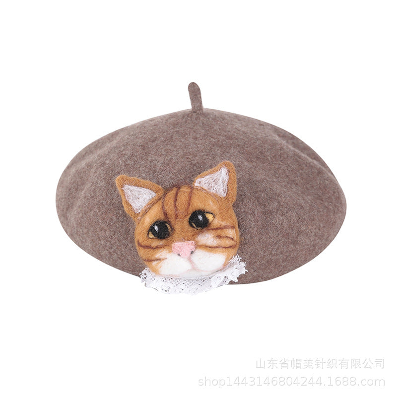 Dark Khaki Kitten Hat | Nueshiny