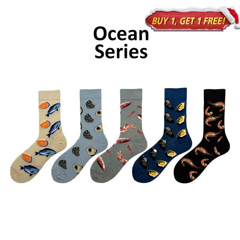 5 Pairs of Funny Ocean Series Socks丨NueShiny