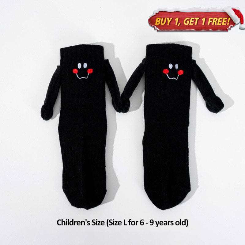 Funny Children Holding Hands Black Socks (6-9 Years Old)丨NueShiny