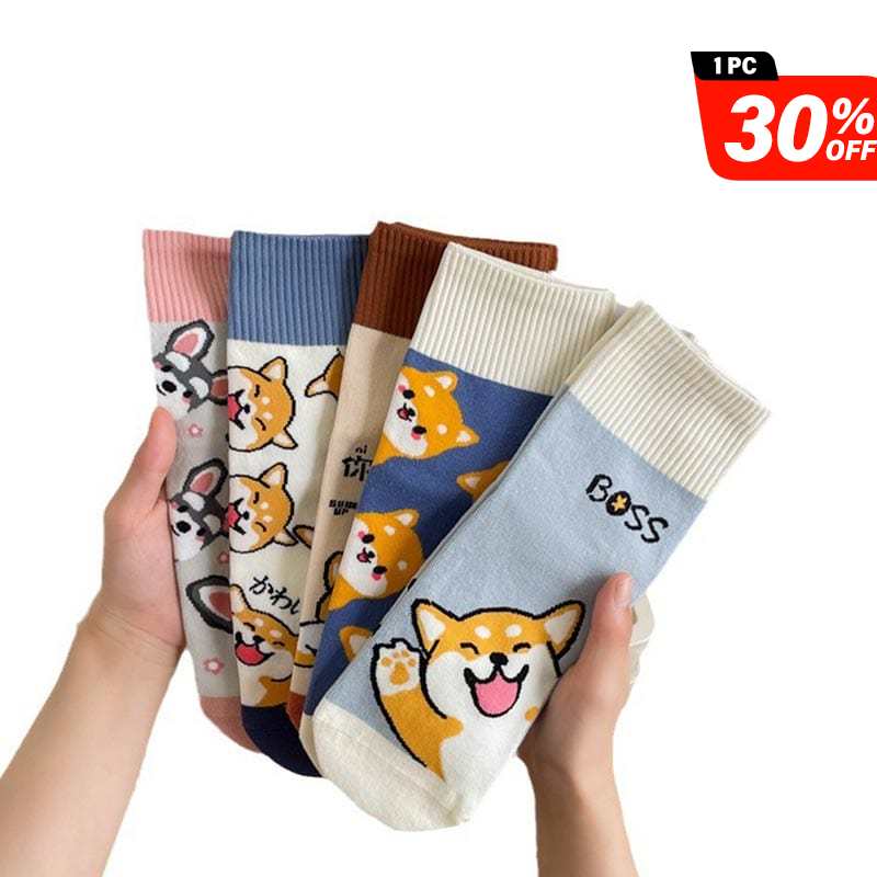 5 Pairs of Cute Shiba Inu Shnauzer Socks Set丨NueShiny