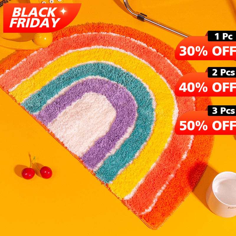 Luxury Semicircle Fluffy Rainbow Area Rug丨NueShiny