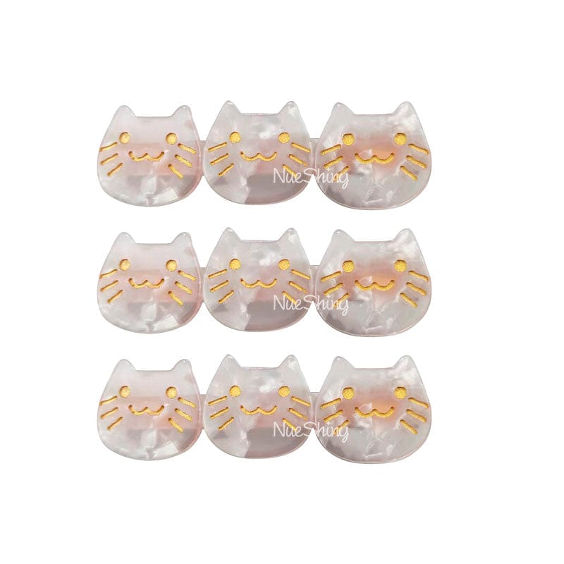 3Pcs White Cute Cat Hair Clips丨NueShiny