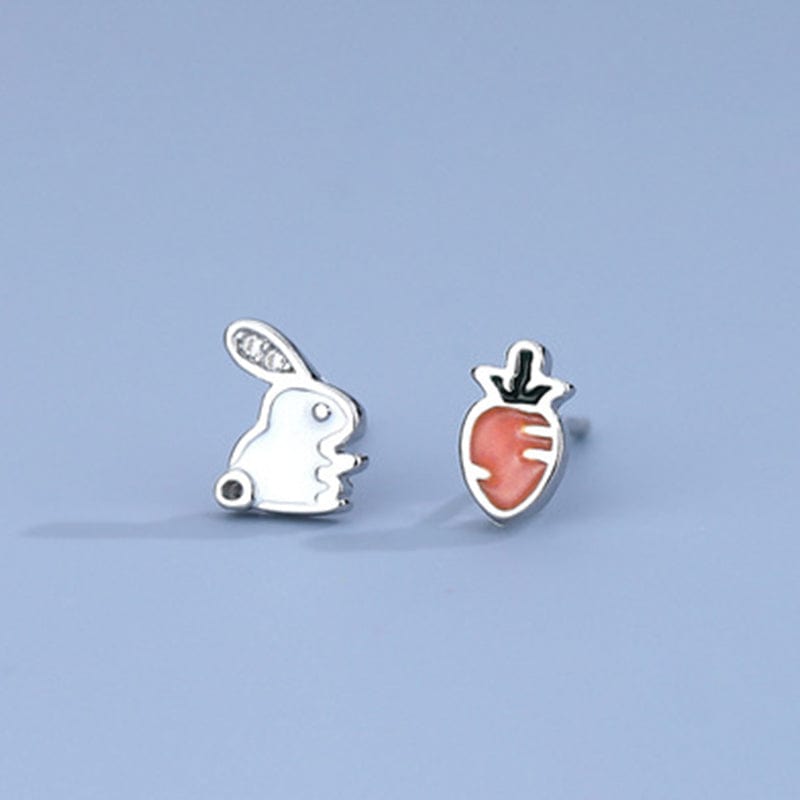 Sterling Silver Rabbit Love Carrot Earrings丨NueShiny