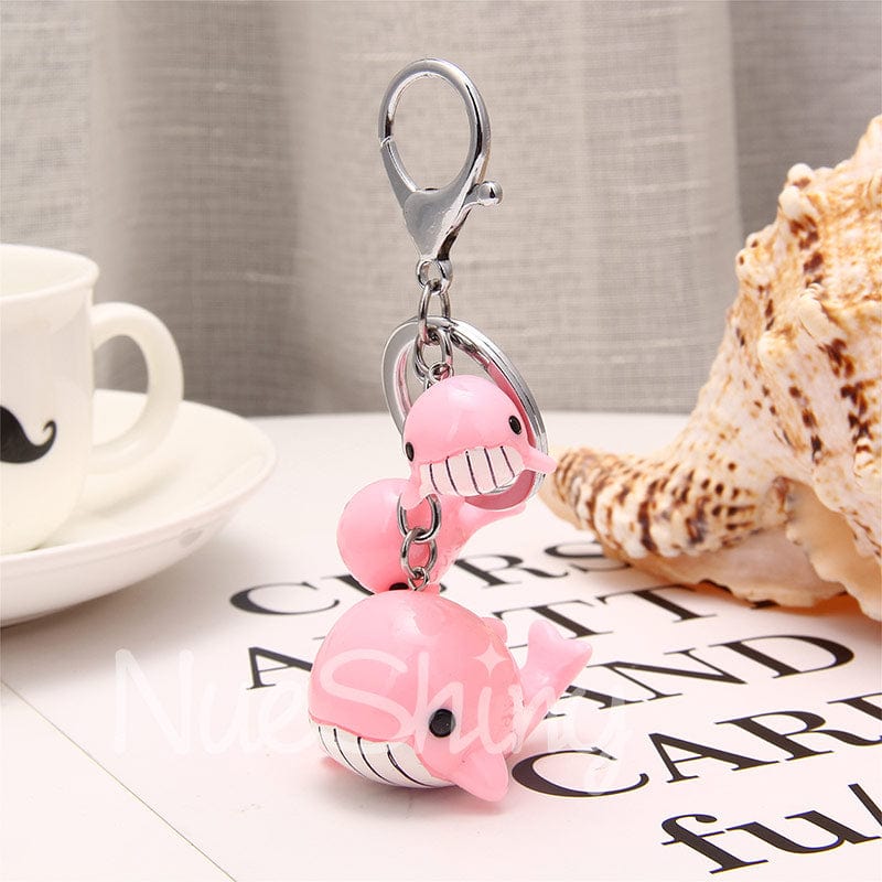 Gentle Giant Lovely Pink Whales Keychain | NueShiny