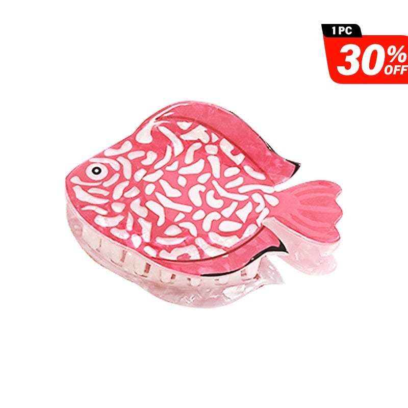 Medium Red&White Pattern Fish Hair Claw | NueShiny