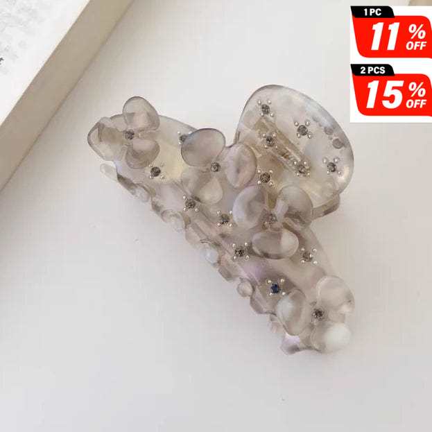 Colorful Gray Diamond Small Flower Elegant Hair Claw丨NueShiny