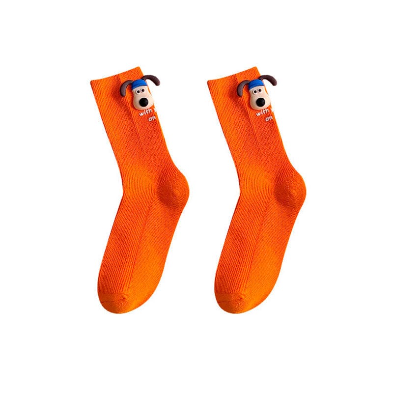 Orange Cartoon Puppy Socks丨NueShiny