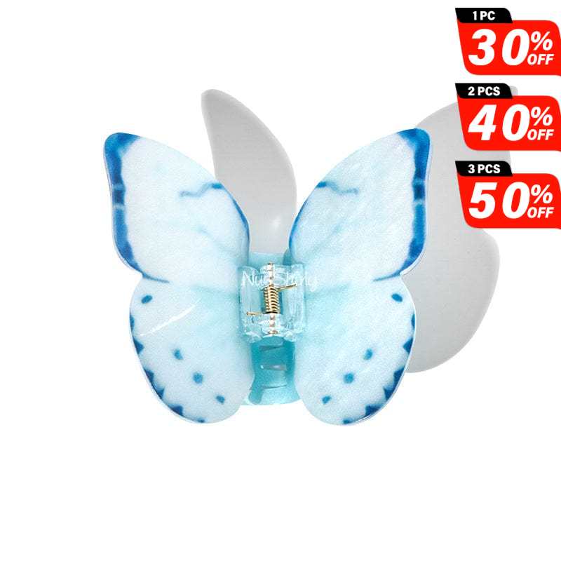 Large Wings of Wonder Light Blue Vivid Butterfly Hair Claw丨NueShiny