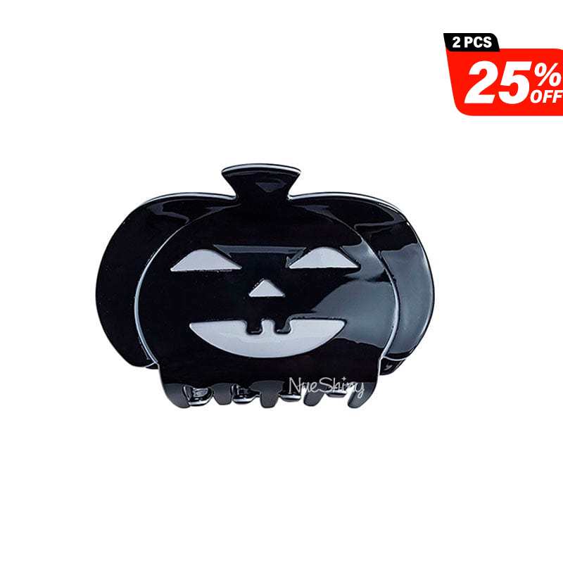 Black Pumpkin Smiling Face Happy Halloween Hair Claw