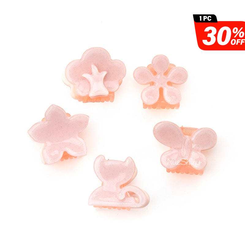 5PCS Cute Pink Cat and Nature Series Mini Hair Claw丨NueShiny