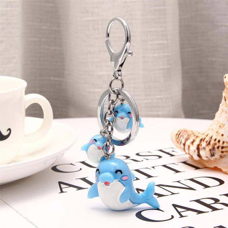 Adorable Smiley Face Blue Whale Keychain | NueShiny