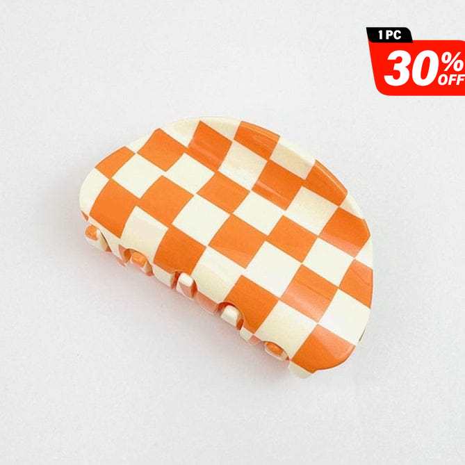 Y2K Orange Checkerboard Claw Clip