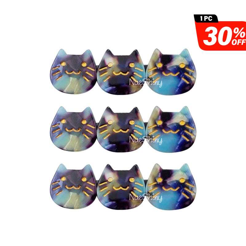 3Pcs Navy Blue Cute Cat Hair Clips丨NueShiny