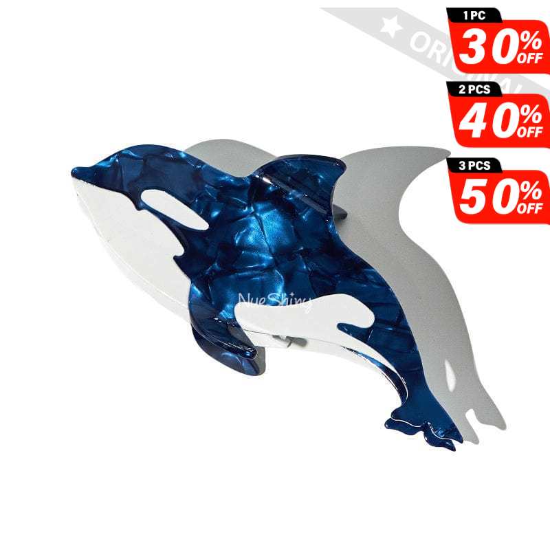 Jumbo Dark Blue Orca Hair Claw Clip Killer Whale Shark Ocean Lover Series Hair Claw丨NueShiny