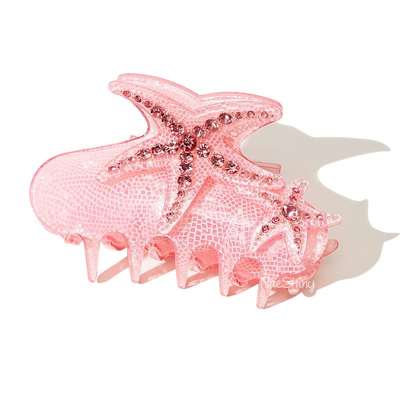 Pink Starfish Decorated with Leaf Texture Hair Claw丨NueShiny