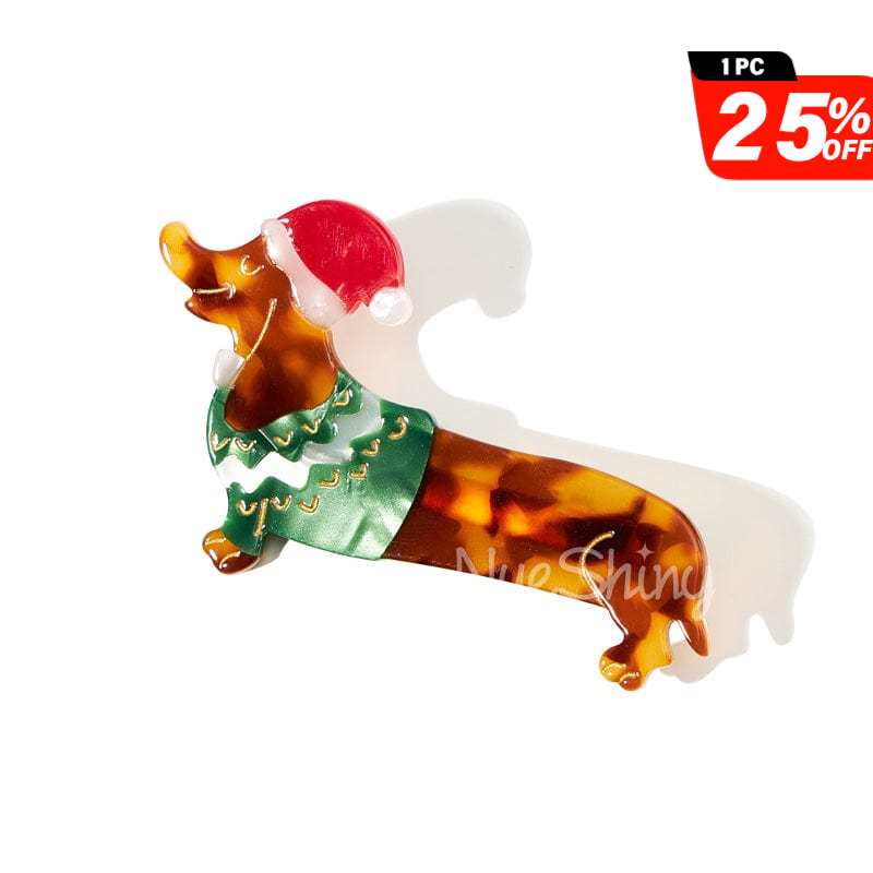 Christmas Dachshund Dog Christmas Cheer Hair Clip | NueShiny