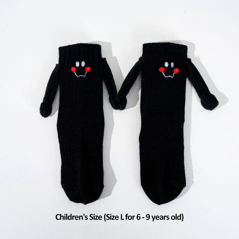 Funny Children Holding Hands Black Socks (6-9 Years Old)丨NueShiny