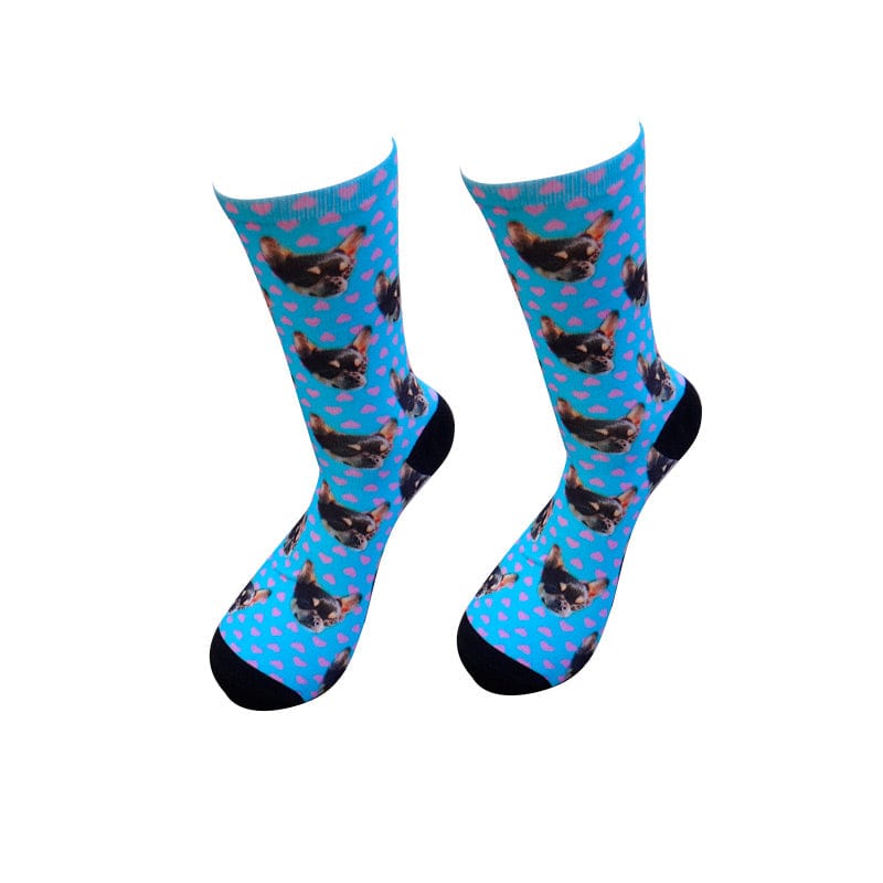 Blue Dog Head Dotted Socks丨NueShiny