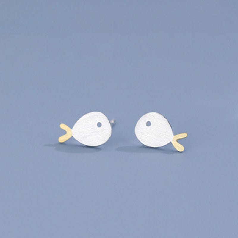 Sterling Silver Little FIsh Earrings丨NueShiny